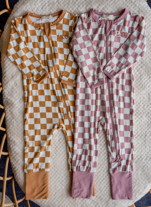 Bamboo LKC Checker Club Zip Romper