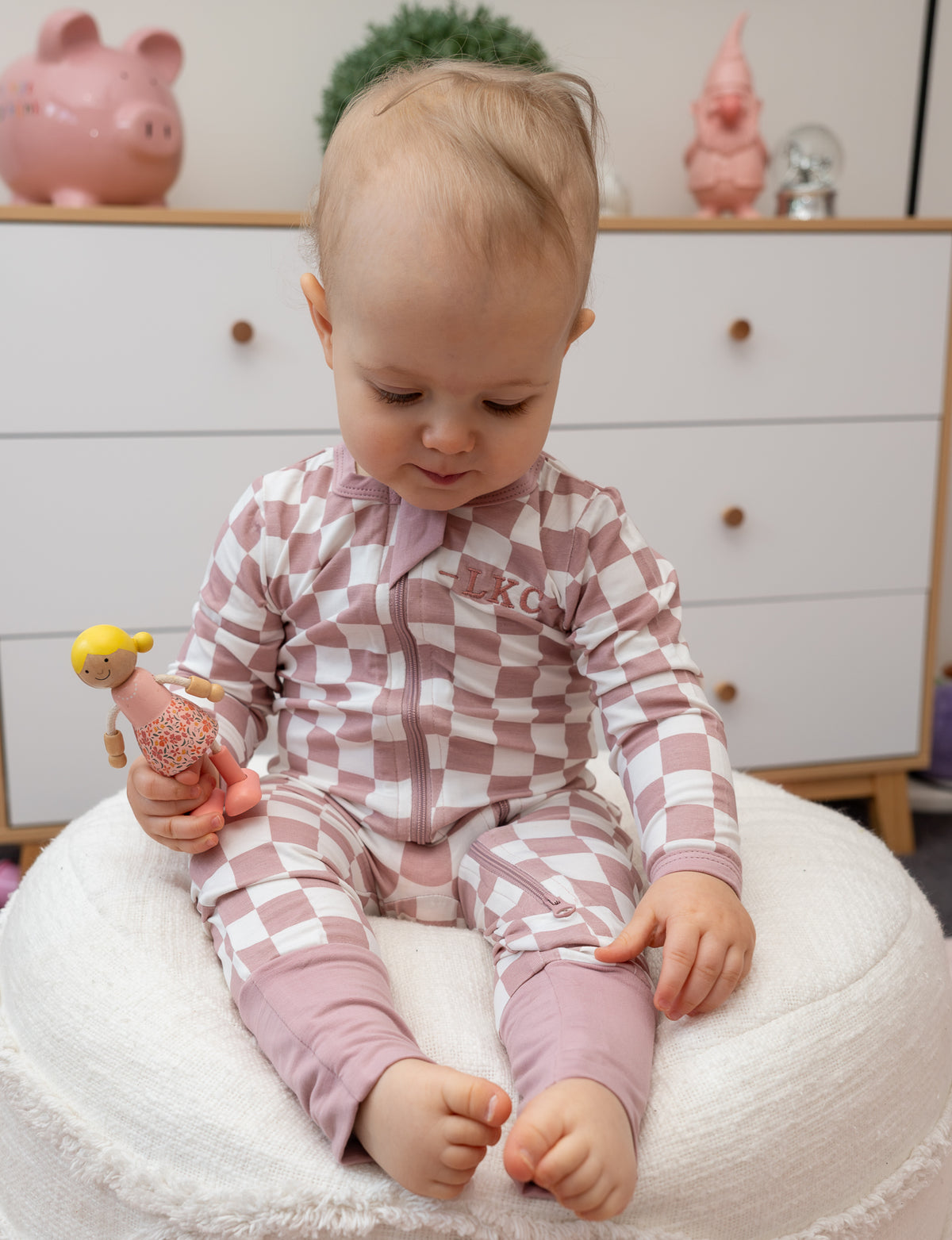 Bamboo LKC Checker Club Zip Romper
